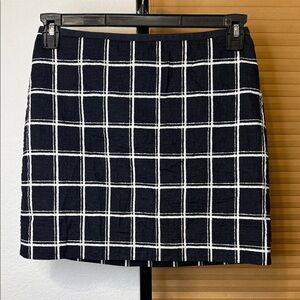 Madewell Black and White Plaid Skirt